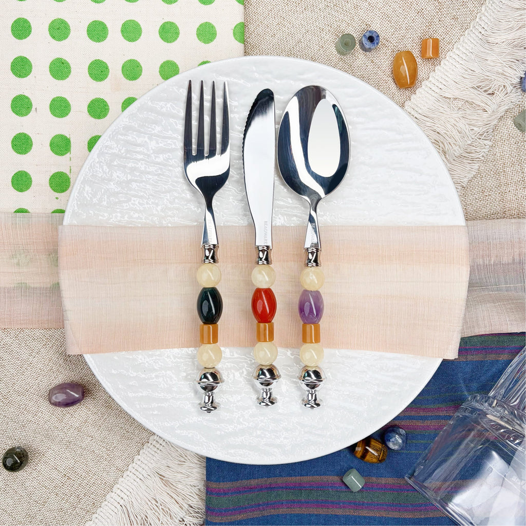 Aurelia Onyx 3-Piece Natural Stone Flatware Set - Beadware Studio