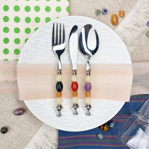 Aurelia Onyx 3-Piece Natural Stone Flatware Set - Beadware Studio