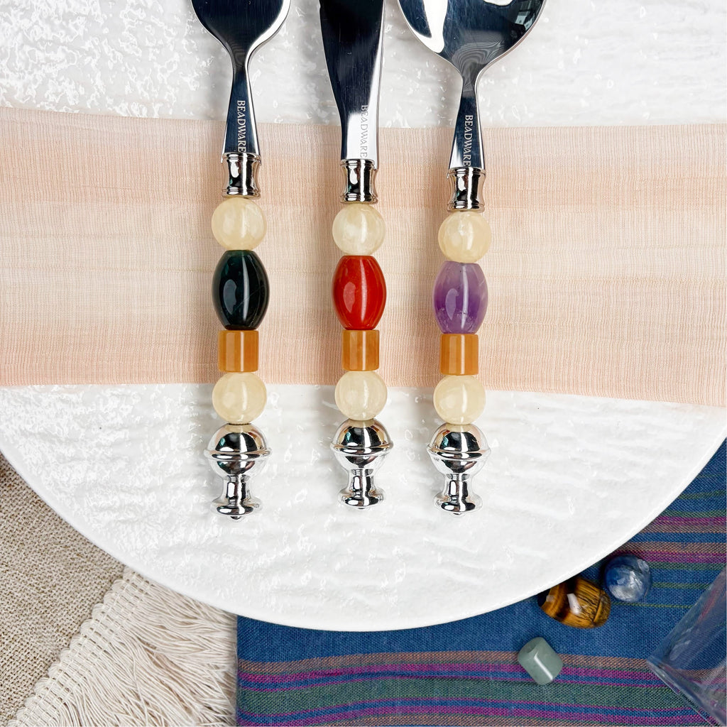 Aurelia Onyx 3-Piece Natural Stone Flatware Set - Beadware Studio