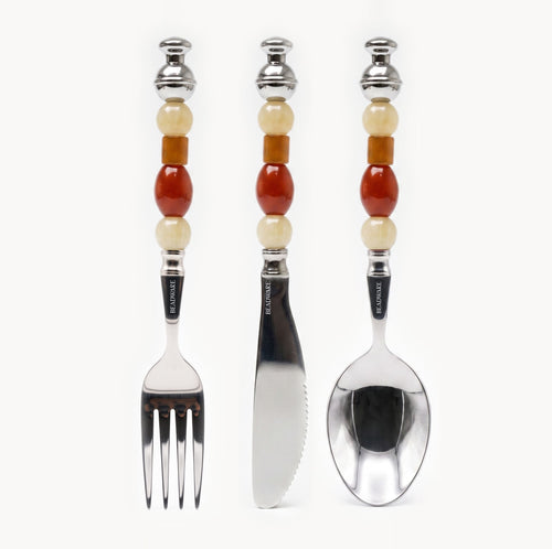 Aurelia Red Agate 3-Piece Natural Stone Flatware Set - Beadware Studio