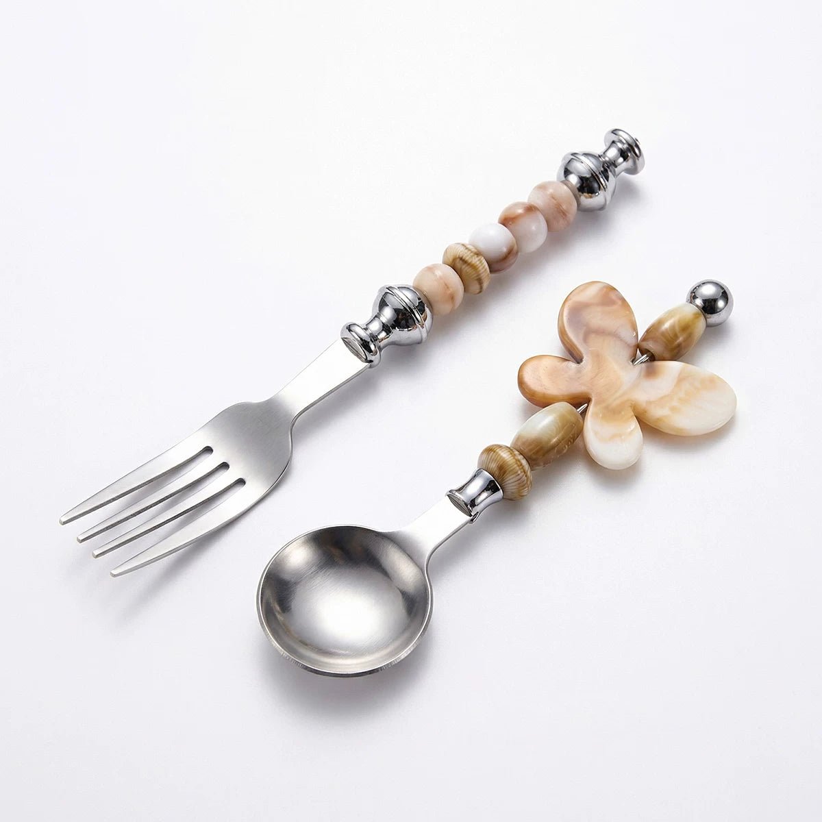 Caramel Cream Beaded Flatware Set - Beadware Studio