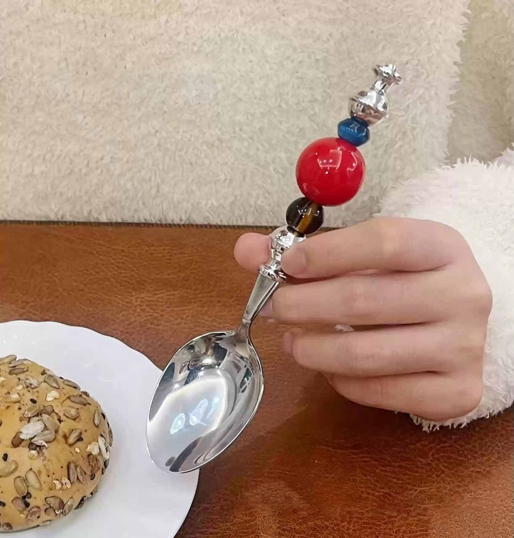 Cherry Cola Beaded Spoon Fork Set - Beadware Studio