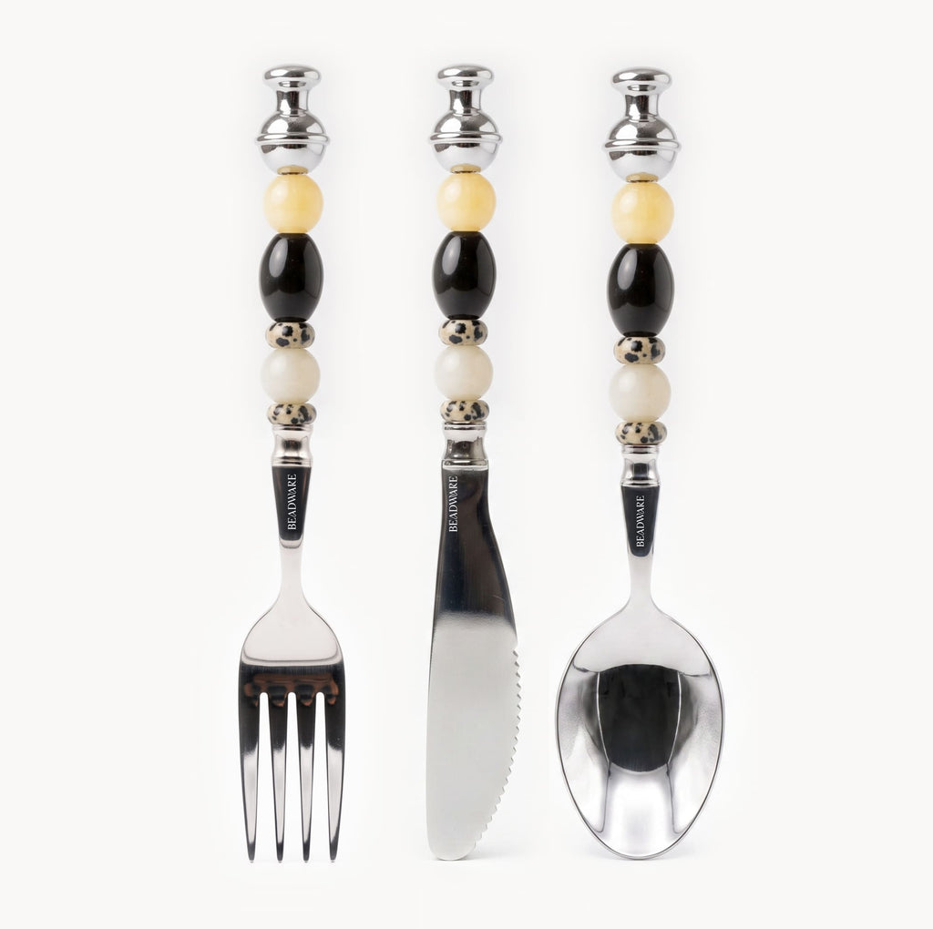Colette Noir - 3 Piece Natural Stone Flatware Set - Beadware Studio