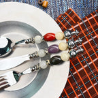 Colette Vermilion - 3 Piece Natural Stone Flatware Set - Beadware Studio
