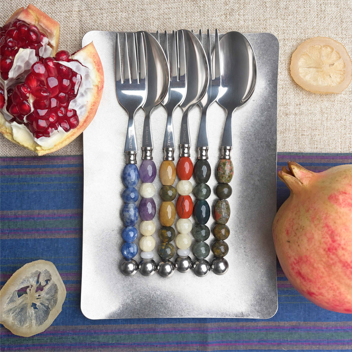 Elara Amber - 2 Piece Natural Stone Flatware Set - Beadware Studio