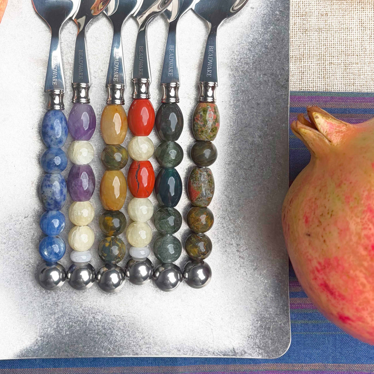 Elara Amber - 2 Piece Natural Stone Flatware Set - Beadware Studio