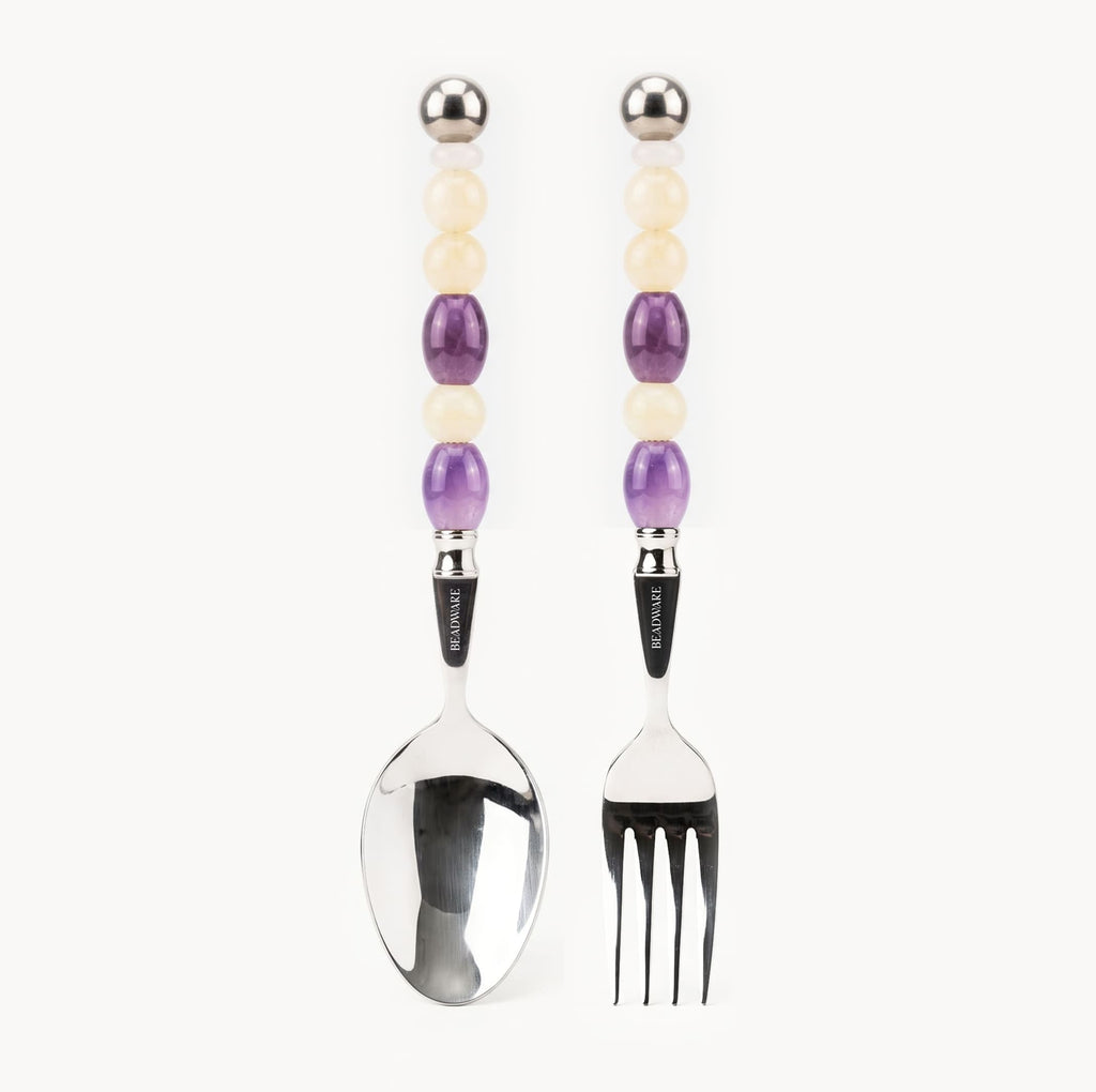Elara Amethyst - 2 Piece Natural Stone Flatware Set - Beadware Studio