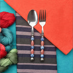Lucette Cobalt & Blush Art Glass Flatware Set - Beadware Studio