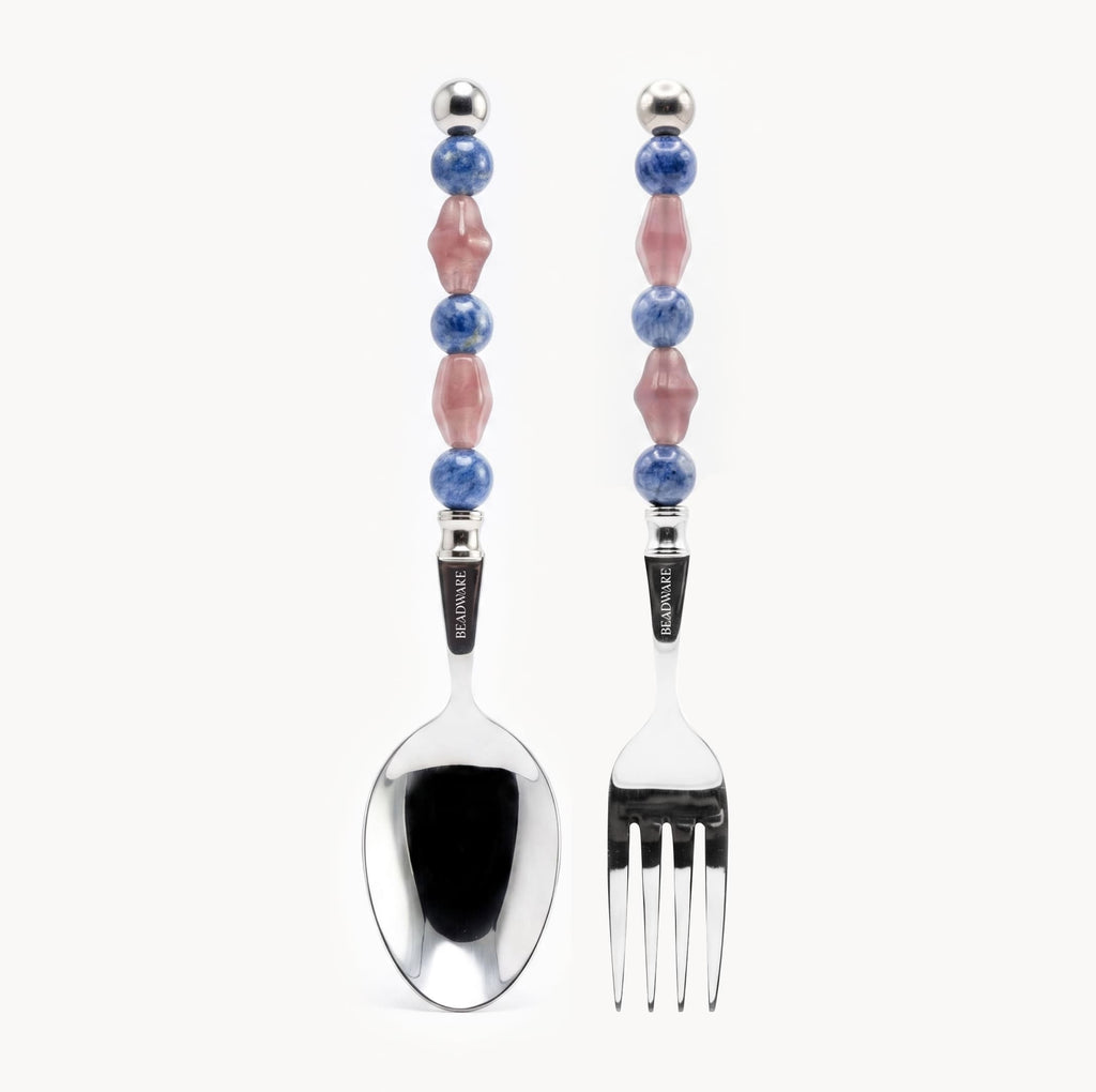 Lucette Cobalt & Blush Art Glass Flatware Set - Beadware Studio