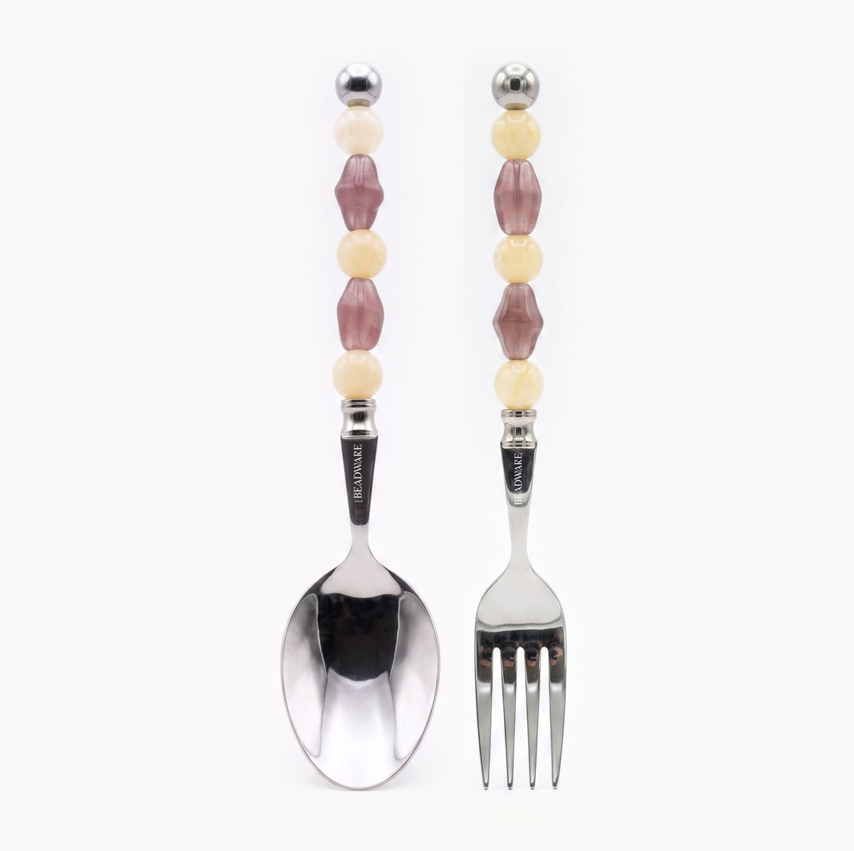 Lucette Mauve & Buttercream Art Glass Flatware Set - Beadware Studio