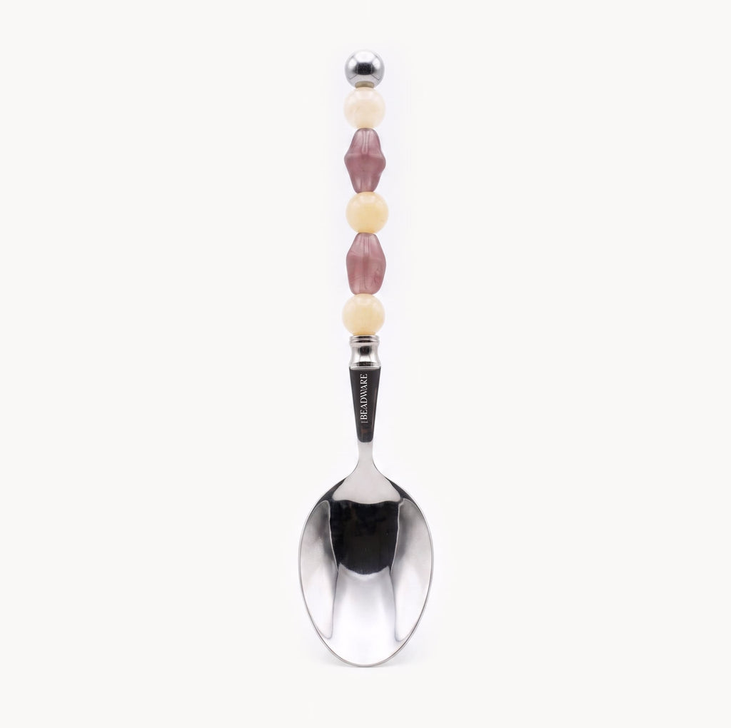 Lucette Mauve & Buttercream Art Glass Flatware Set - Beadware Studio