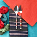 Lucette Sage & Blush Art Glass Flatware Set - Beadware Studio