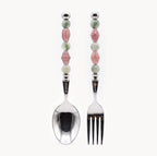 Lucette Sage & Blush Art Glass Flatware Set - Beadware Studio
