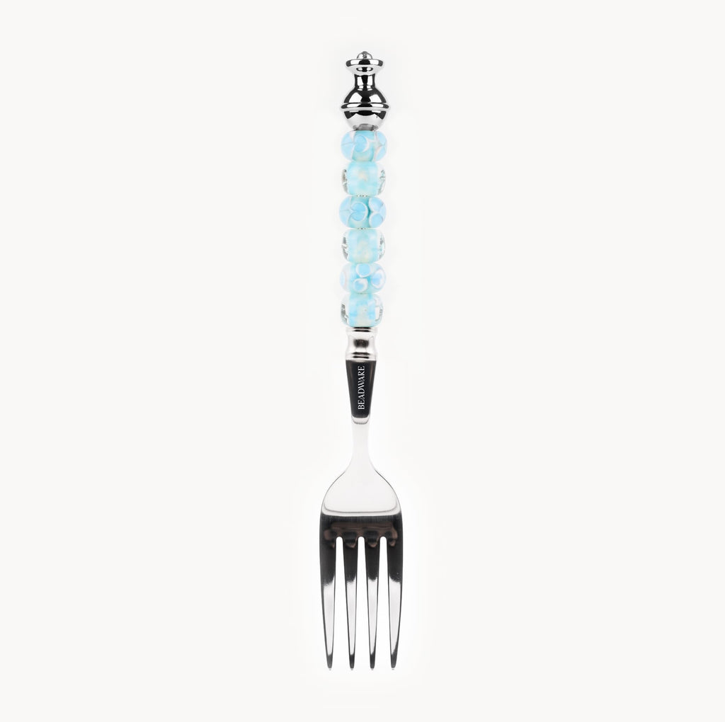 Marielle Aqua Mist - 3-Piece Art Glass Flatware Set - Beadware Studio