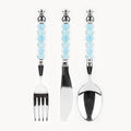 Marielle Aqua Mist - 3-Piece Art Glass Flatware Set - Beadware Studio