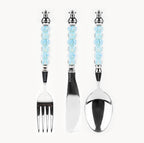 Marielle Aqua Mist - 3-Piece Art Glass Flatware Set - Beadware Studio