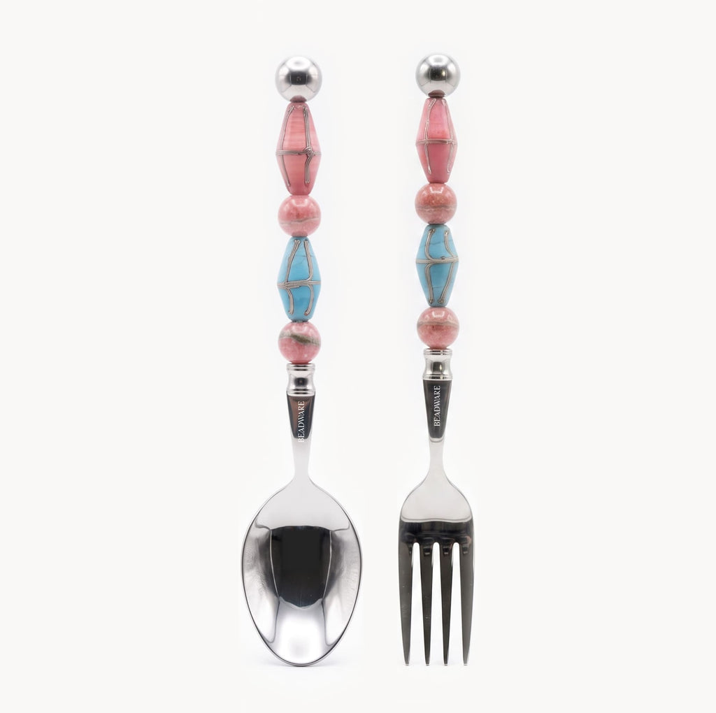 Paloma Rose Azure Art Glass Flatware - Beadware Studio