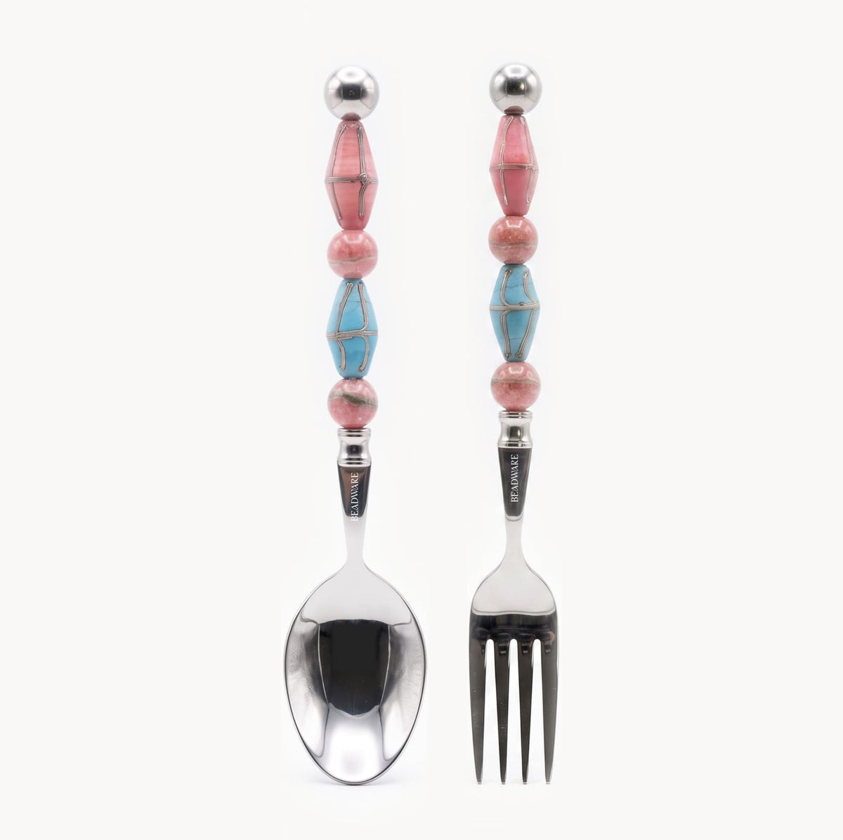 Paloma Rose Azure Art Glass Flatware - Beadware Studio