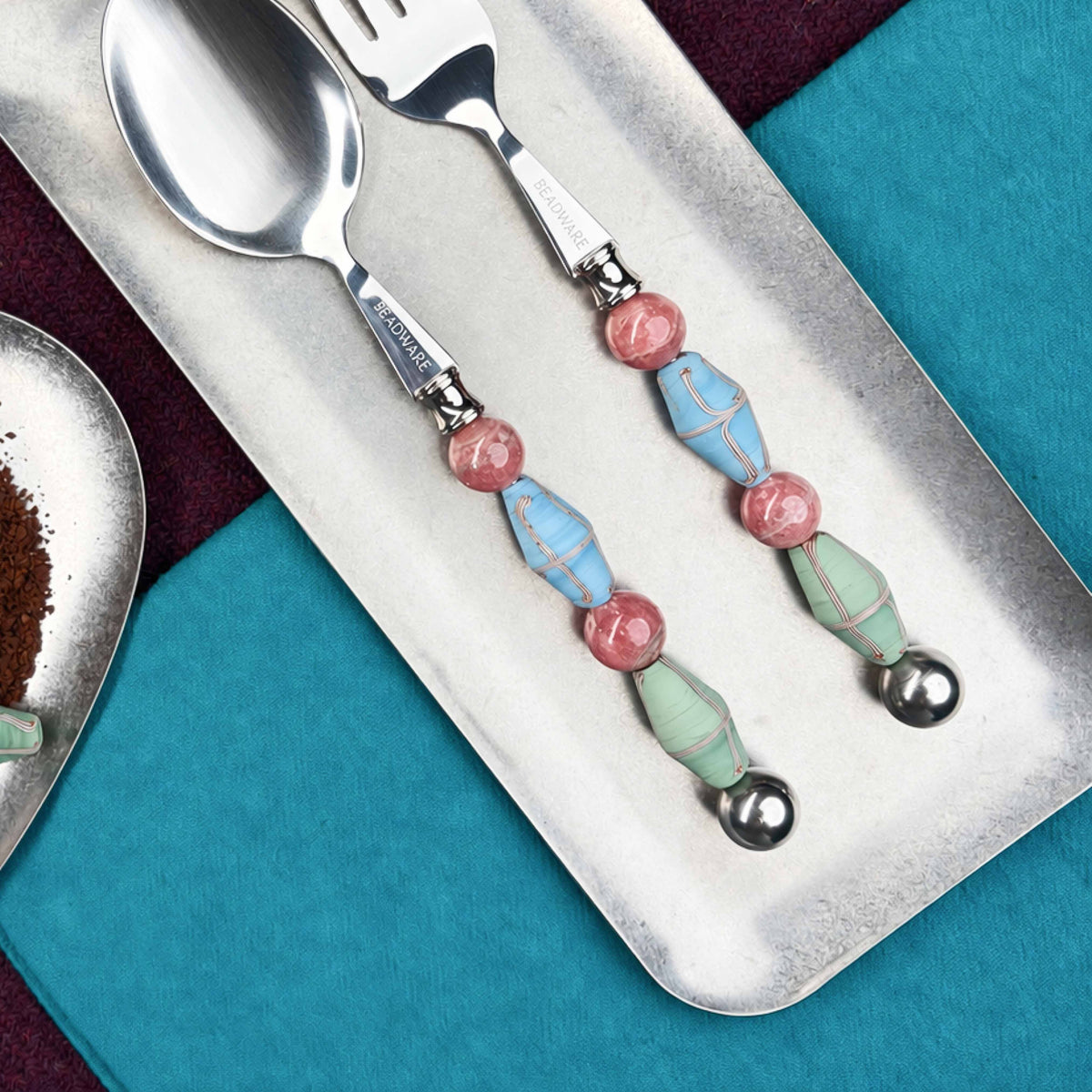 Paloma Seafoam Art Glass Flatware - Beadware Studio