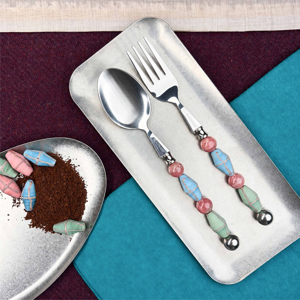 Paloma Seafoam Art Glass Flatware - Beadware Studio