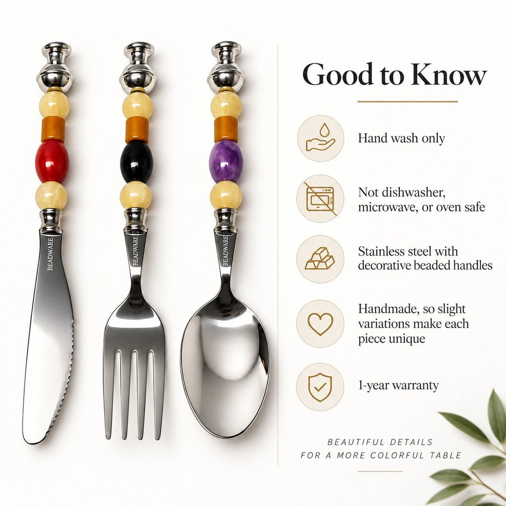 Velvet Harvest Beaded Flatware Set – 3 Piece - Beadware Studio